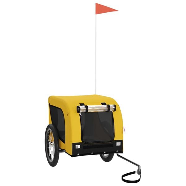 vidaXL Remolque bicicleta mascotas hierro tela Oxford amarillo negro