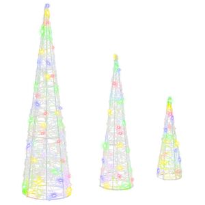 vidaXL Árbol de Navidad 3 pcs Multicolor 20 x 20 x 80 cm Acrílico