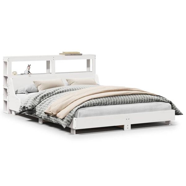 vidaXL Estructura de cama sin colch&oacute;n madera de pino blanca 140x190 cm