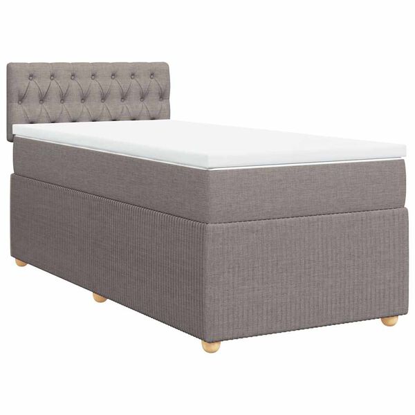 vidaXL Cama box spring con colch&oacute;n tela gris taupe 100x200 cm