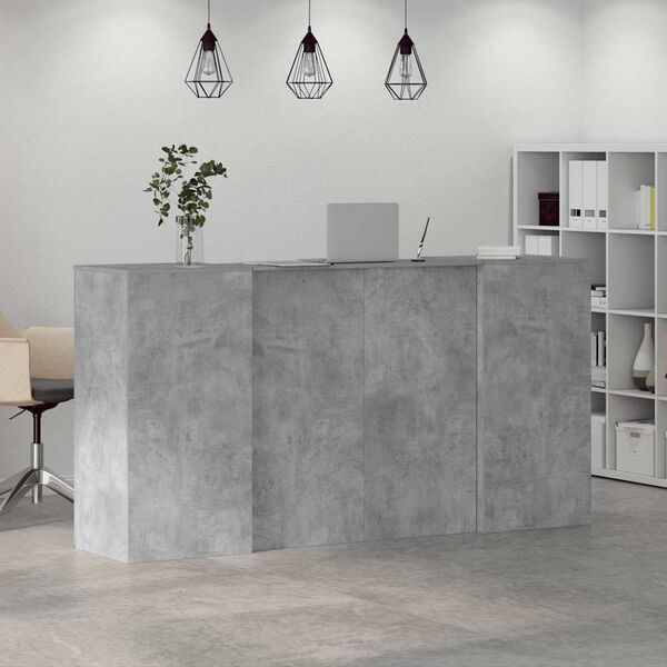 vidaXL Mostrador de recepci&oacute;n gris hormig&oacute;n 200x50x103,5 cm