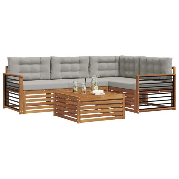 vidaXL Conjunto de sof&aacute;s de exterior 5 pcs Gris Natural y Claro