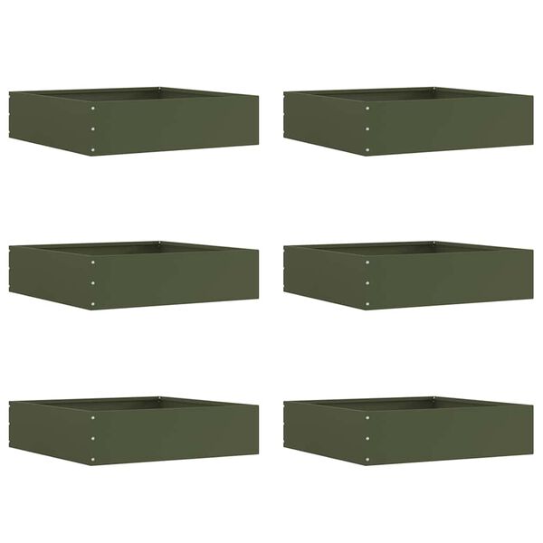 vidaXL Borde de C&eacute;sped 6 pcs Verde Oliva 50 x 50 x 13 cm Acero