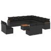 vidaXL Set sof&aacute;s de jard&iacute;n 14 pzas con cojines rat&aacute;n sint&eacute;tico negro