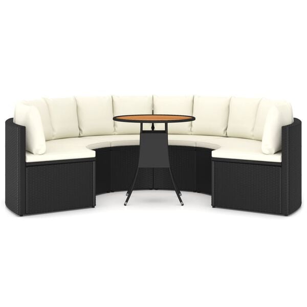 vidaXL Set de sof&aacute;s de jard&iacute;n 7 piezas y cojines rat&aacute;n sint&eacute;tico negro