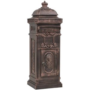 vidaXL Buz&oacute;n de columna de aluminio estilo vintage inoxidable bronce