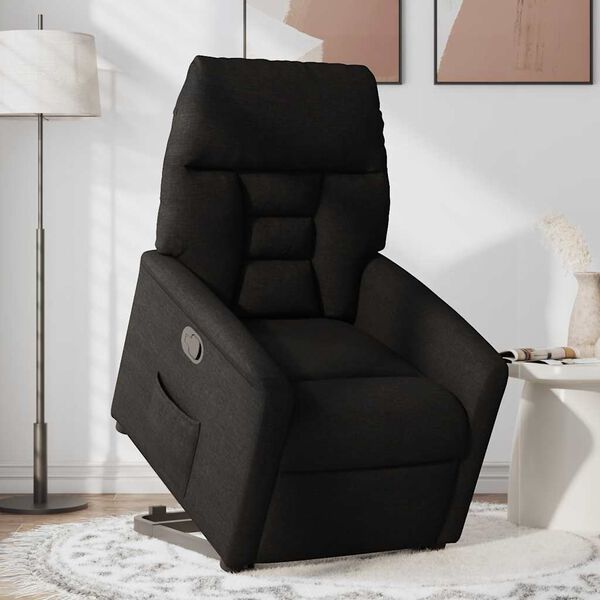 vidaXL Sill&oacute;n reclinable elevable tela negro