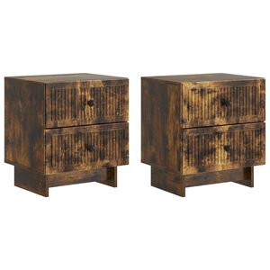 vidaXL Armario de Noche 2 pcs Roble Ahumado 43 x 34,5 x 47,5 cm