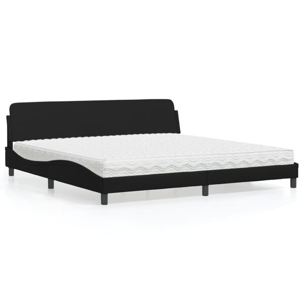vidaXL Cama con colch&oacute;n Dover cuero sint&eacute;tico negro 200x200 cm