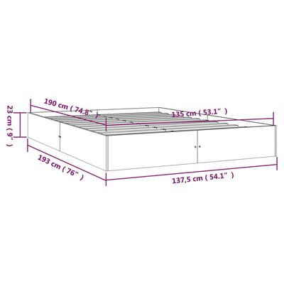vidaXL Estructura de cama madera maciza blanca 135x190 cm