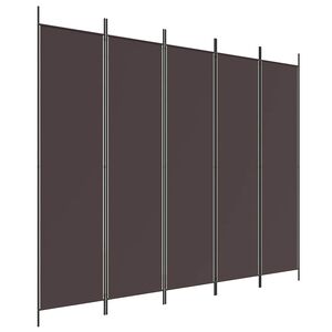 vidaXL Biombo divisor de 5 paneles de tela marr&oacute;n 250x200 cm