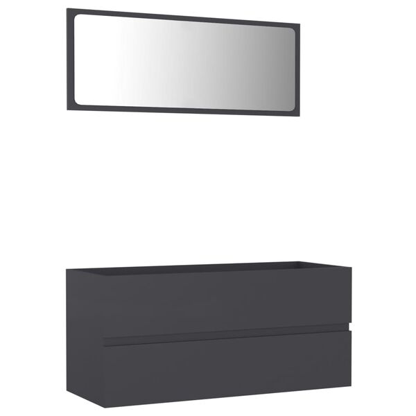 vidaXL Set de muebles de ba&ntilde;o 2 piezas madera contrachapada gris