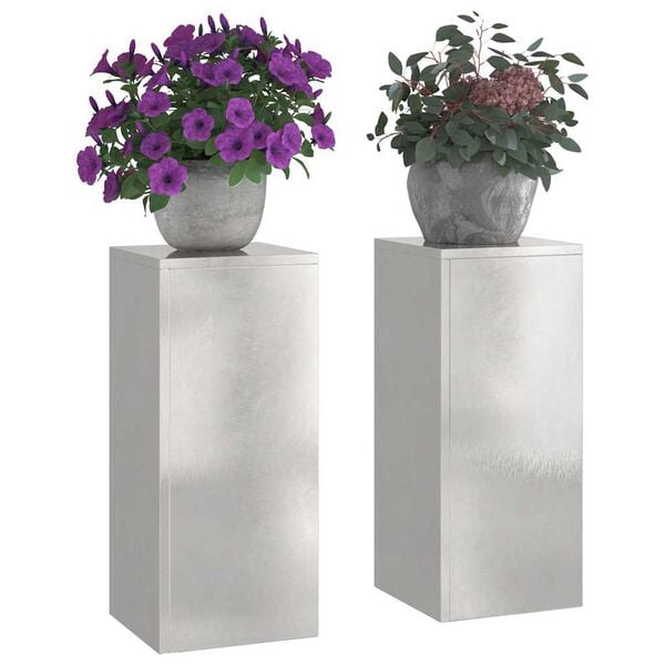vidaXL Soporte de plantas 2 pcs Plateado 24 x 24 x 55 cm