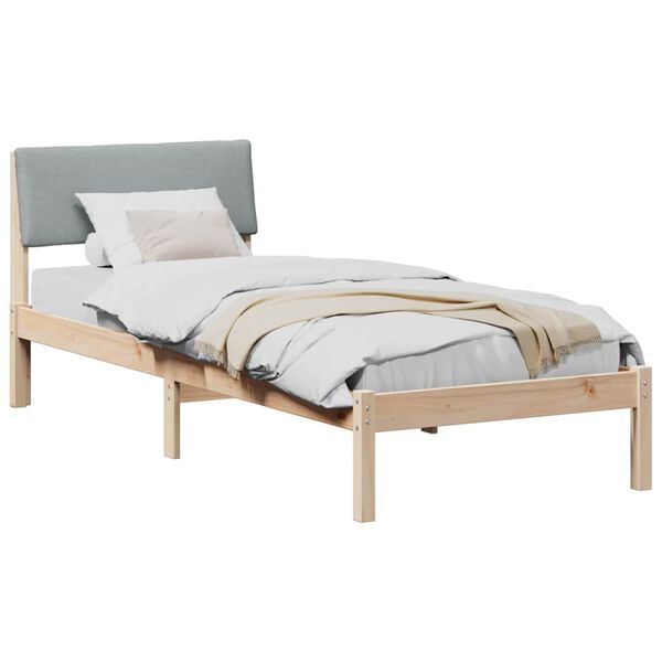 vidaXL Estructura de cama con cabecera Marrón y gris claro 75 x 190 cm