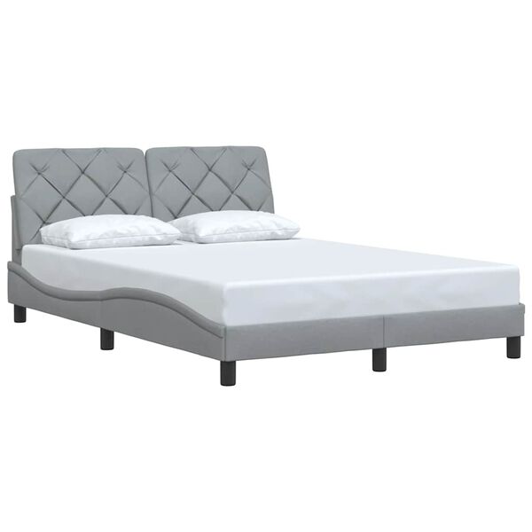 vidaXL Estructura de cama sin colch&oacute;n tela gris claro 140x190 cm