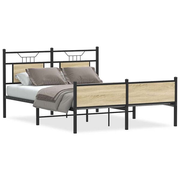 vidaXL Estructura de cama sin colch&oacute;n madera roble Sonoma 150x200 cm