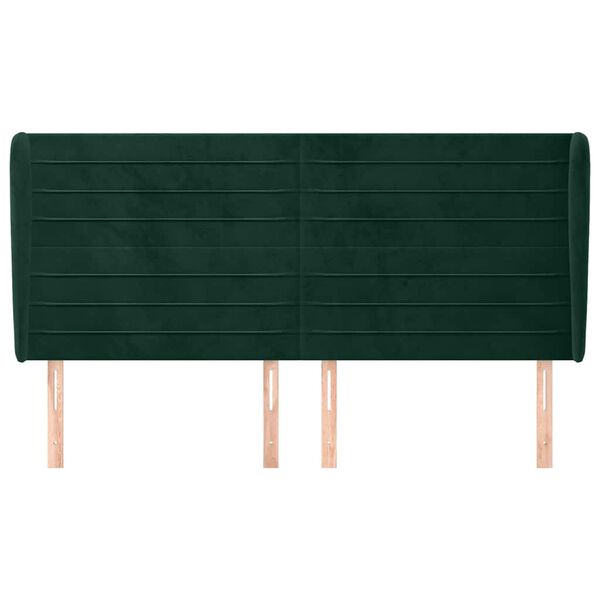 vidaXL Cabecero con orejas de terciopelo verde oscuro 183x23x118/128cm