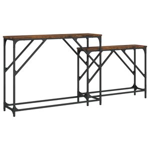 vidaXL Mesas consola apilables 2 pzas madera ingenier&iacute;a roble ahumado
