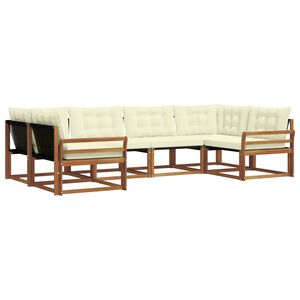 vidaXL Conjunto de sof&aacute;s de exterior con coj&iacute;n 6 pcs Natural y Crema