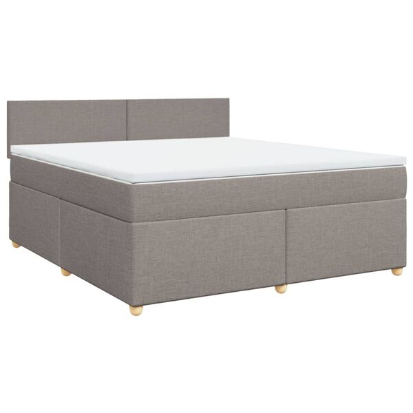vidaXL Cama box spring con colch&oacute;n tela gris taupe 180x200 cm