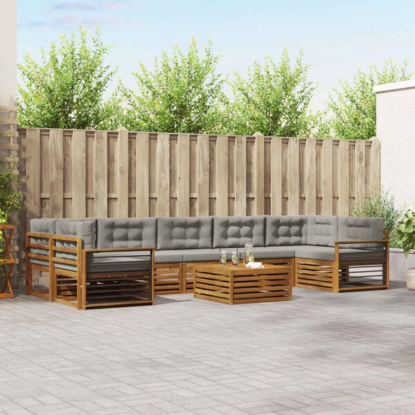 vidaXL Conjunto de sof&aacute;s de exterior 8 pcs Gris Natural y Claro