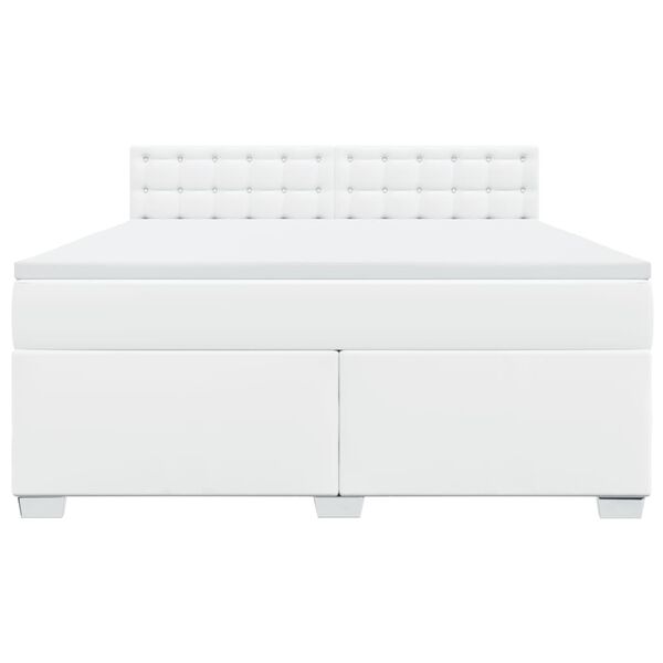 vidaXL Cama box spring con colch&oacute;n cuero sint&eacute;tico blanco 180x200 cm
