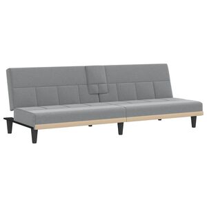 vidaXL Sof&aacute; cama con portavasos tela gris claro