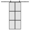 vidaXL Puerta corredera set herrajes vidrio templado aluminio 90x205cm