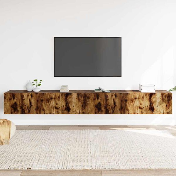 vidaXL Set de muebles de TV 3 pzas madera contrachapada roble ahumado