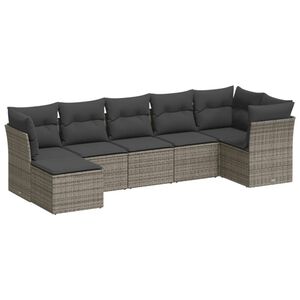 vidaXL Set de sof&aacute;s de jard&iacute;n 7 piezas con cojines rat&aacute;n PE gris