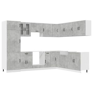 vidaXL Mueble cocina Lucca gris hormig&oacute;n 14 pzas madera contrachapada