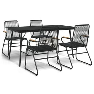 vidaXL Juego de comedor de jardín 5 piezas ratán PVC negro