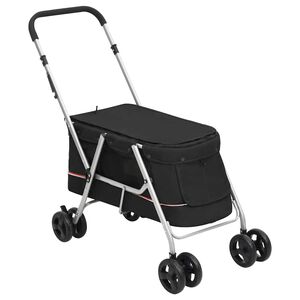 vidaXL Cochecito para perros plegable tela lino negro 100x49x96 cm