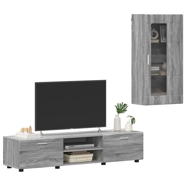vidaXL Conjunto de mueble de TV con caj&oacute;n FLORIN Gris Sonoma
