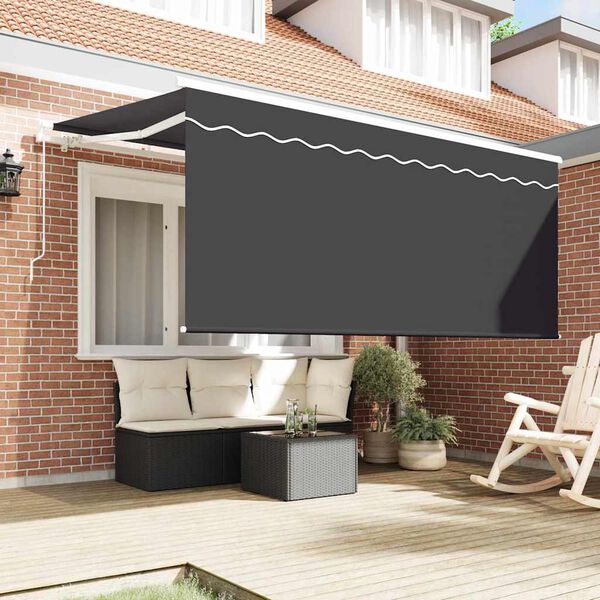 vidaXL Toldo Retr&aacute;ctil Rayado Manual Antracita 300 x 200 cm tela