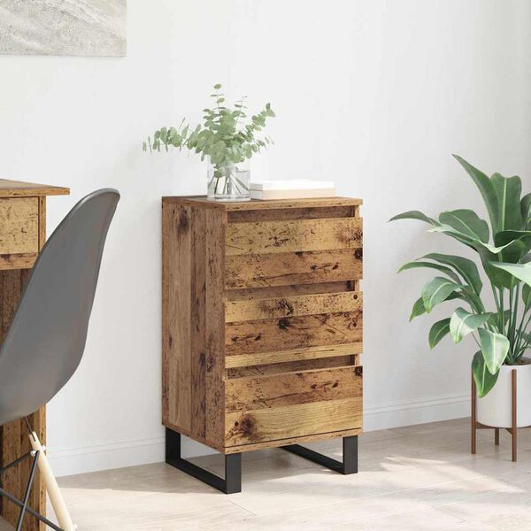 vidaXL Vitrina con caj&oacute;n Madera vieja Madera contrachapada