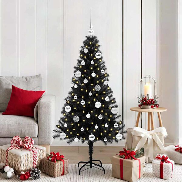 vidaXL &Aacute;rbol de Navidad con 150 LED con soporte Negro 150 cm PVC