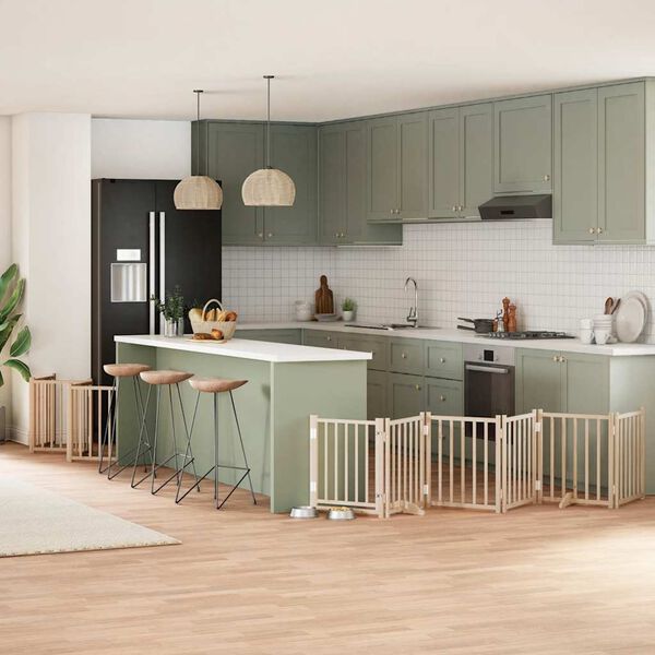 vidaXL Puerta para perros plegable 12 paneles madera de &aacute;lamo 600 cm