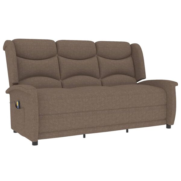 vidaXL Sill&oacute;n reclinable de masaje de 3 plazas tela taupe