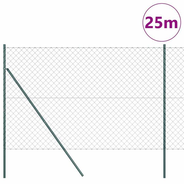 vidaXL Poste de Valla Verde 25 x 1,6 m (malla de 60 x 60 mm)