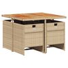 vidaXL Set comedor de jard&iacute;n 5 pzas con cojines rat&aacute;n sint&eacute;tico beige