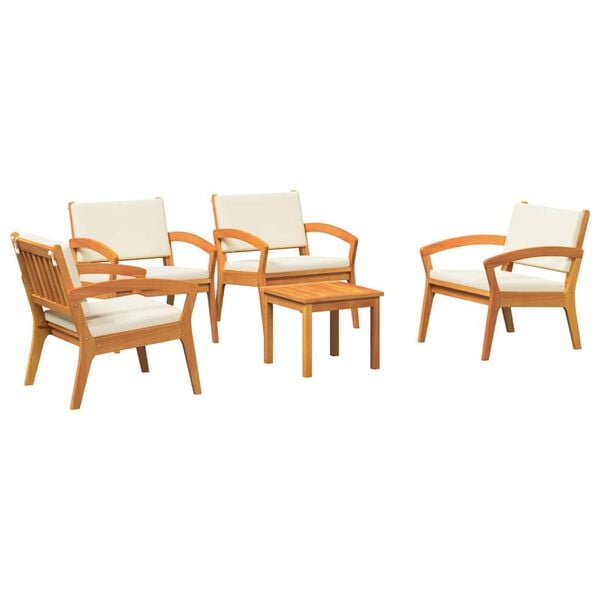 vidaXL Conjunto bistro con coj&iacute;n 5 pcs Marr&oacute;n Poli&eacute;ster