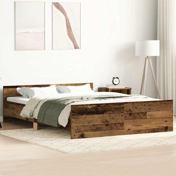 vidaXL Estructura de cama sin colch&oacute;n madera antigua 150x200 cm
