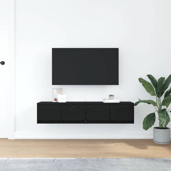 vidaXL Muebles de TV 2 uds Roble Negro 60x31x25,5 cm Madera ingenier&iacute;a