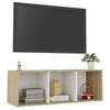 vidaXL Mueble para TV madera contrachapada blanco y roble 107x35x37 cm