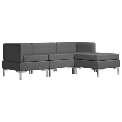 vidaXL Conjunto de sofás de 4 piezas tela gris oscuro