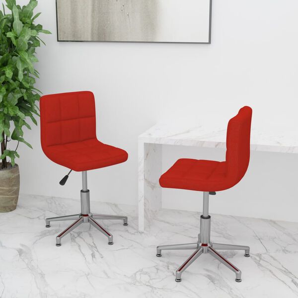 vidaXL Sillas de comedor giratorias 2 uds cuero sint&eacute;tico rojo tinto