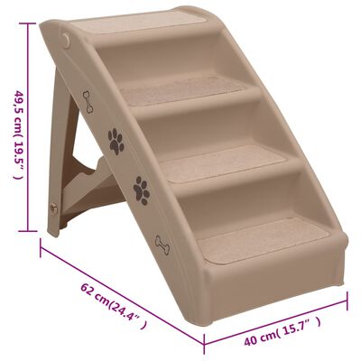 vidaXL Escalera plegable para perros marrón 62x40x49,5 cm