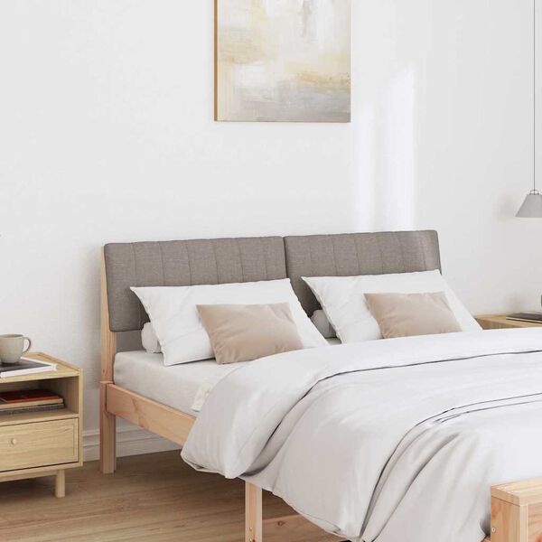 vidaXL Cabecero tapizado Taup&eacute; 140 cm Madera de pino macizo