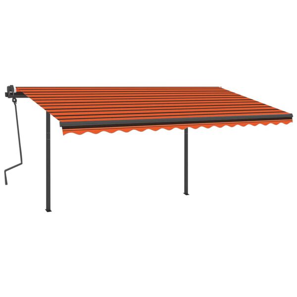 vidaXL Toldo autom&aacute;tico LED sensor de viento naranja y marr&oacute;n 4x3 m